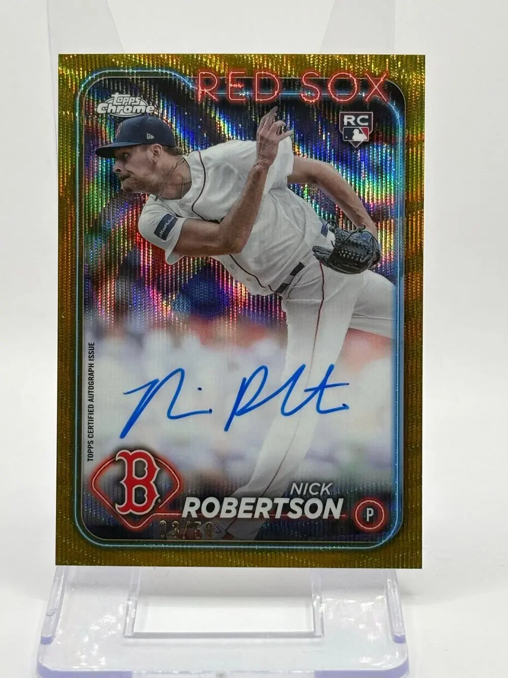 2024 Topps Chrome Nick Robertson Rookie Gold Wave Auto 3/50 SP Boston Red Sox RC